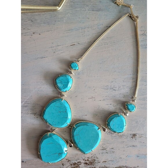 KENDRA SCOTT Rebecca Gold Plated Chunky Turquoise Statement Necklace - Picture 11 of 16